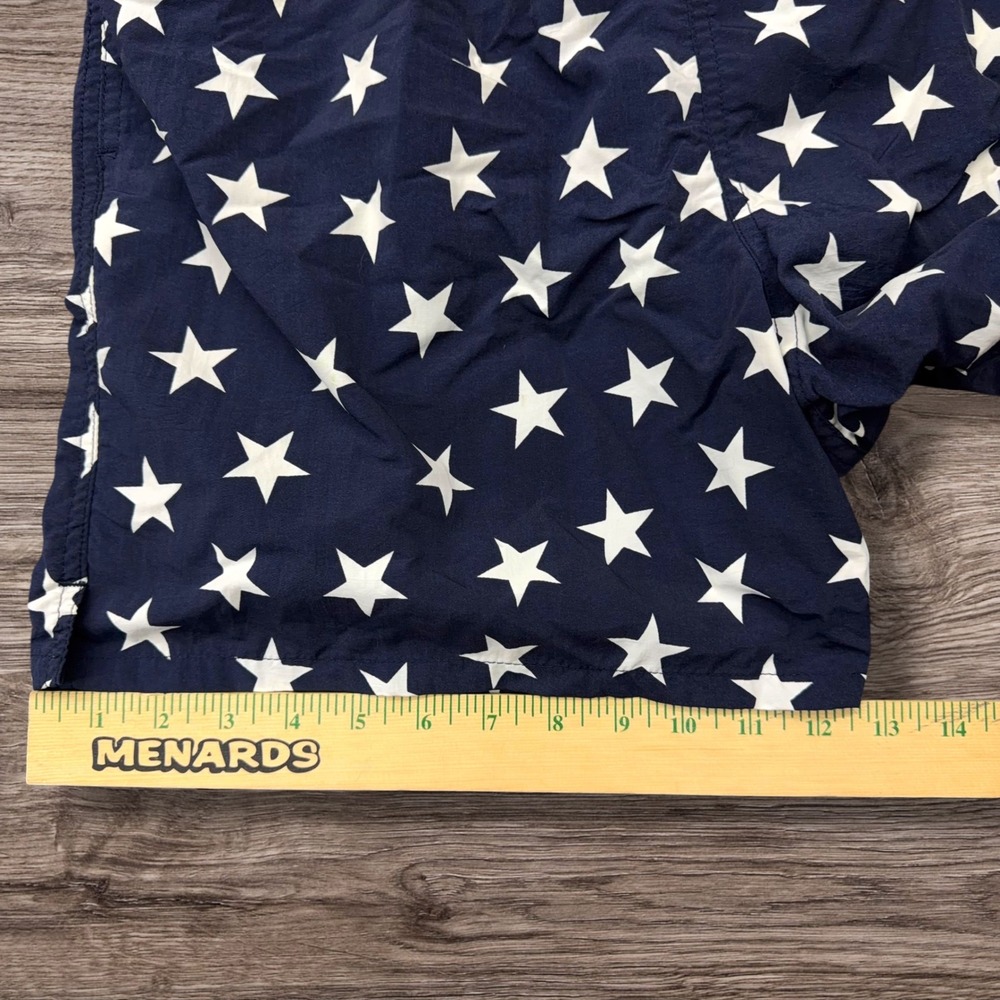 Vtg Lands End Swim Trunks Mens M 32-34 Navy Blue White Star Mesh Lining USA Made - Picture 8 of 12
